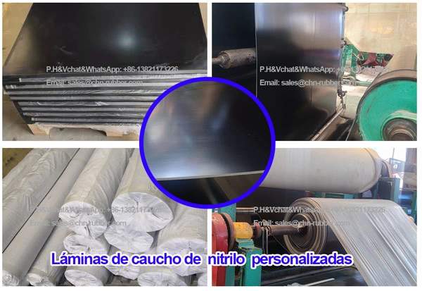 L&aacute;mina de hule de nitrilo negro de alta resistencia para uso industrial