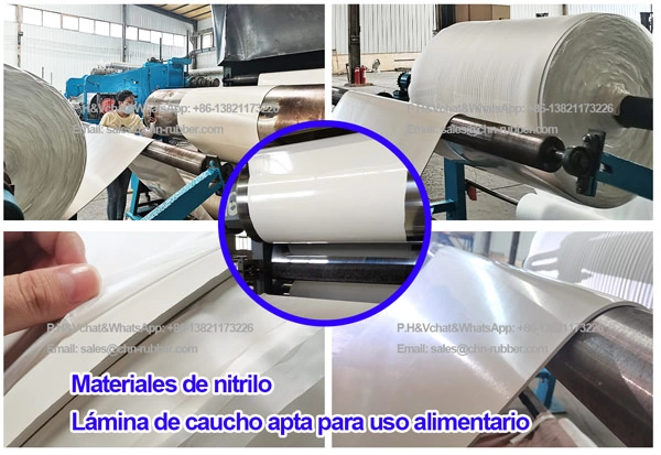 Rollo de l&aacute;mina de caucho blanco nitrilo grado alimenticio