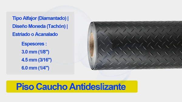 Piso caucho antideslizante dise&ntilde;o tipo alfajor para rampas vehiculares