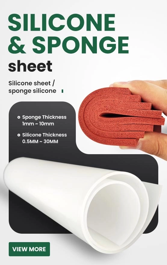High-temperature solid and foam silicone sponge rubber sheets for industrial sealing application.