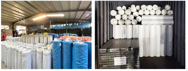 Wholesale Rubber Sheet Bulk Cargo Loading & Container Shipment commercial grade black rubber sheet rolls and container loading packaging inside Tianjin China Rubber Co., Ltd. warehouse for global B2B shipment.