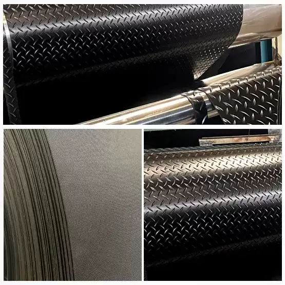 Black 10m lenght per roll diamond plate rubber flooring rolls