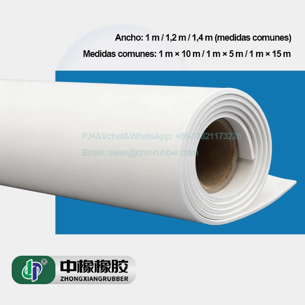 Lámina de caucho blanco nitrilo grado alimenticio