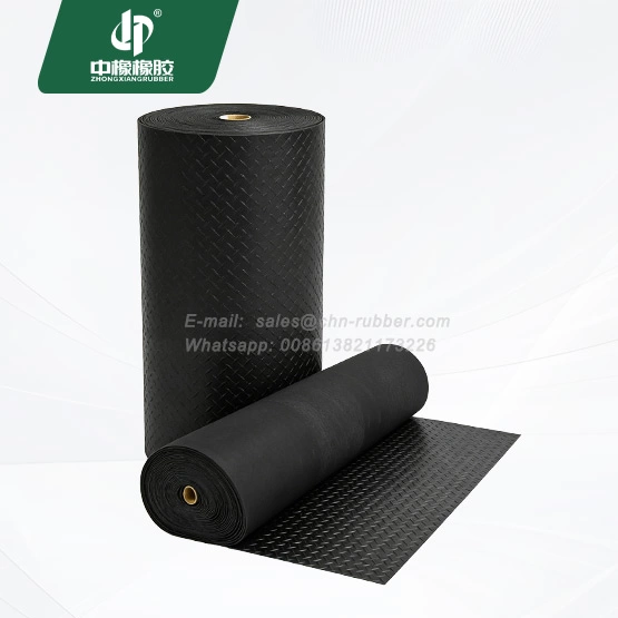 3mmx1.2mx10m Roll black rubber diamond plate flooring