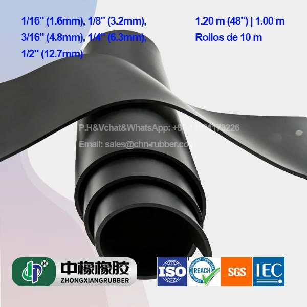 Rollos y Placas de Hule Nitrilo Negro Resistente a Aceites (1/16" a 1/2")