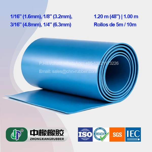 Hule Viton Azul Industrial en Rollo y Placa (FKM)