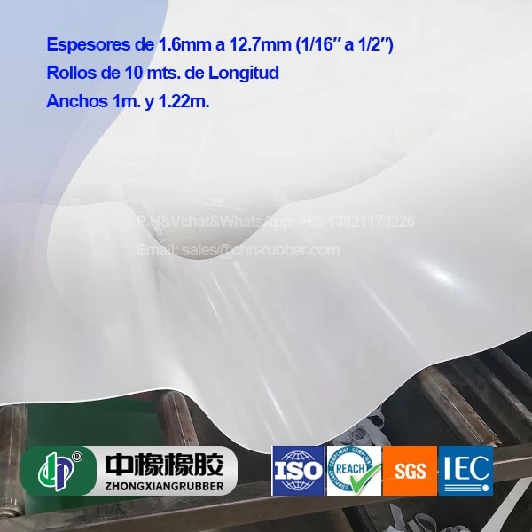 Hule Nitrilo Blanco Sanitario en Rollo y Placa