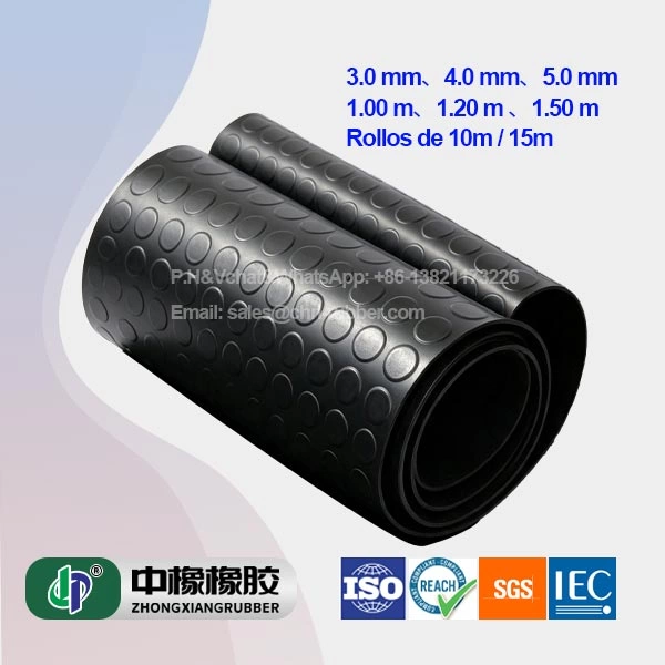 Tapete de Hule Antiderrapante Industrial y Automotriz en Rollo (3mm - 5mm x 1.20m)
