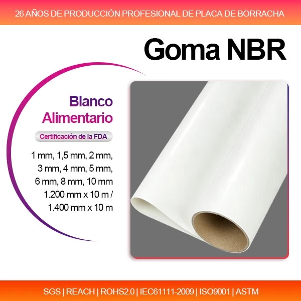 Planchas de Goma Nitrilo Blanca (NBR) Alimentaria | Caucho Técnico para la Industria Cárnica, Enológica y de Aceite de Oliva