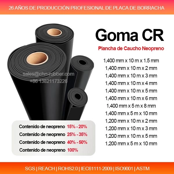 Planchas de Neopreno Industrial en Rollo | Goma de Neopreno Compacta