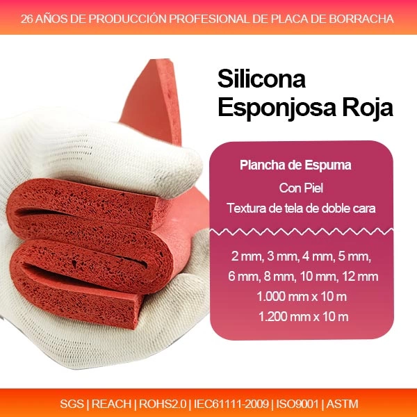 Planchas de Silicona Esponjosa Roja (Rojo Teja) | Caucho Celular de Alta Temperatura para Sellado y Amortiguación Industrial