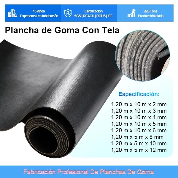 Goma en Plancha Con Tela (1, 2 y Múltiples Telas) | Cauchos SBR, NBR, EPDM, NR, CR y FKM (65 a 75 Shore A)