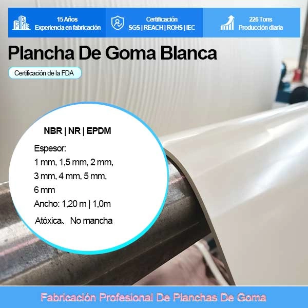 Placas de Caucho Blanco Atóxico (Grado Alimenticio FDA) | NBR, EPDM, NR y Silicona