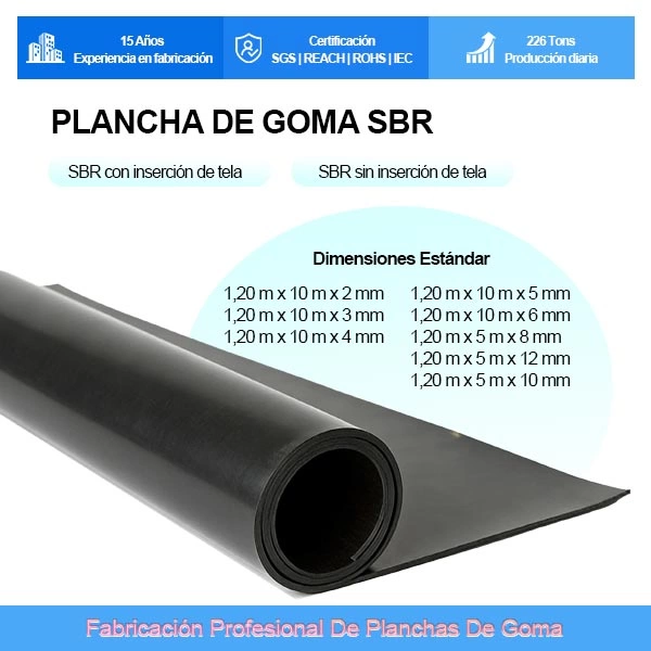 Plancha de Goma SBR Industrial (Sin Tela / Con Inserción Textil) Uso Industrial y Agrícola