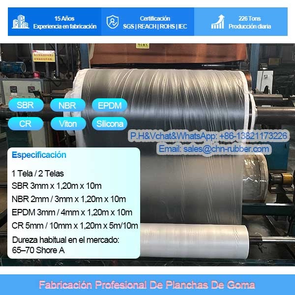 Goma en Plancha Sintética Industrial | Rollos de SBR, NBR, EPDM, Neopreno y Silicona