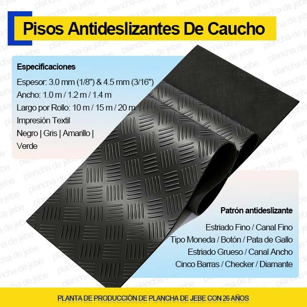 Piso de Jebe Antideslizante y Pisos Antideslizantes de Caucho Industrial