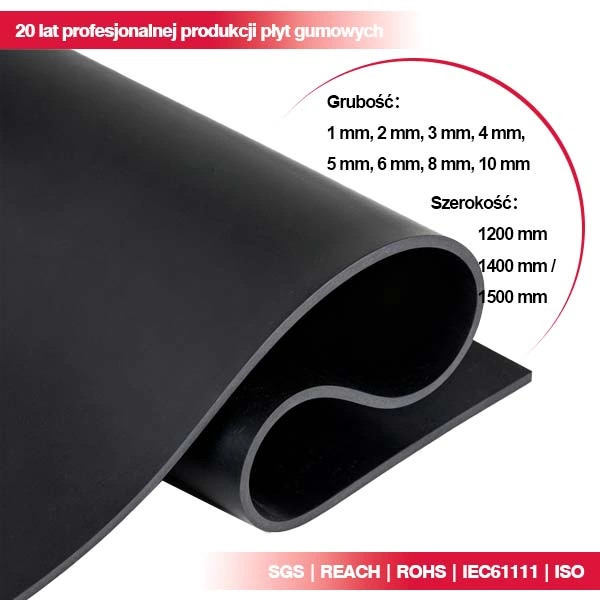 Płyta Gumowa EPDM Odporna na UV i Ozon (55 ~75° ShA) — Rolki i Arkusze 1-50mm